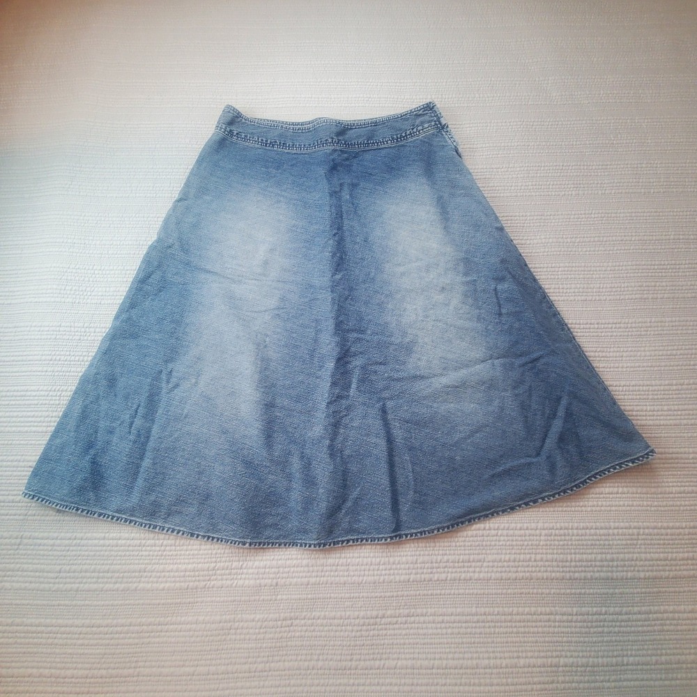 Ideology Petite Light Wash Denim A-Line Midi Skirt Size 10P 100% Cotton